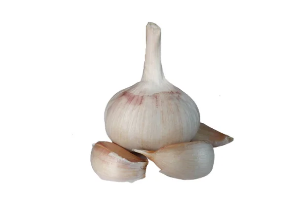 Knoblauch Auf Weißem Hintergrund Einfach Bedienen — Stockfoto