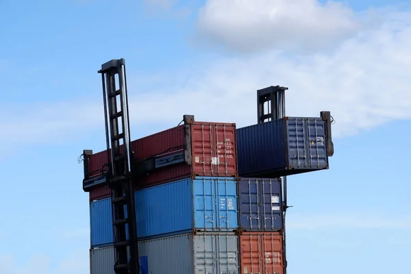 Containerkran Hög Vinkel Perspektiv Transport — Stockfoto