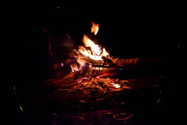 Oheň Přírodě Bokeh Světel — Stock fotografie