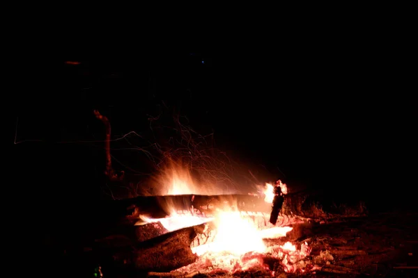 Fuoco Nella Natura Bokeh Dalle Luci — Foto Stock