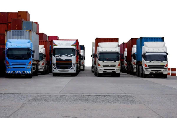 Truck Cut Out White Background Container Stack Stock Image