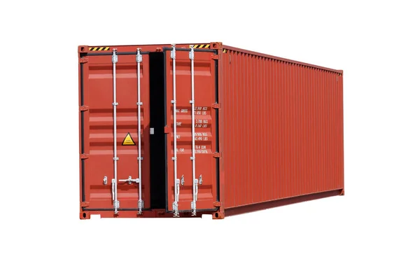 Roter Frachtcontainer Für Transport Und Transport Auf Weißem Hintergrund — Stockfoto