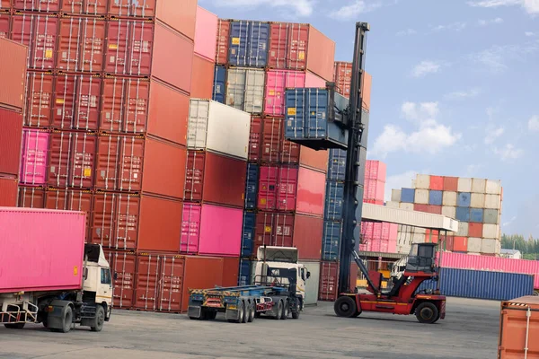 Containers on the port international transport logistics