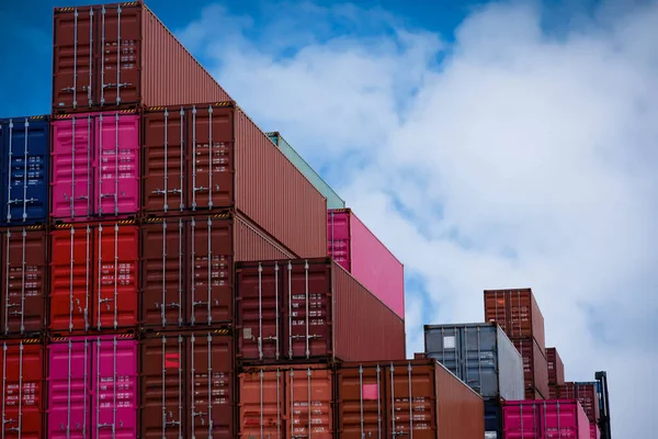 Containrar Staplade Containervarvet — Stockfoto