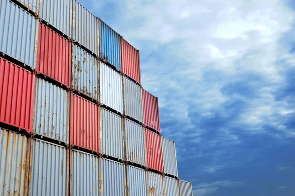 Staplade Containrar Import Och Export Koncept — Stockfoto