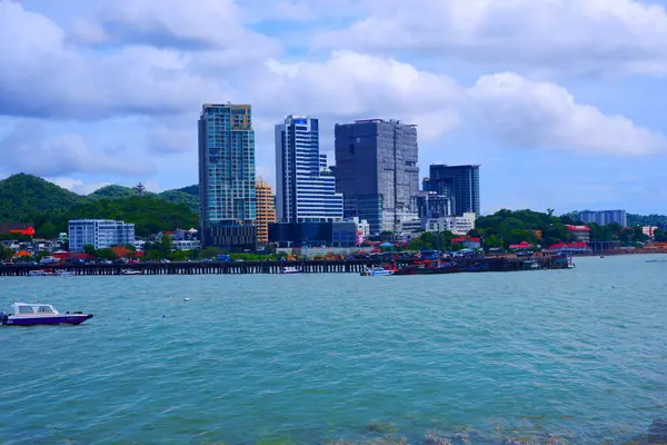 Cidade Faz Fronteira Com Mar Tailândia — Fotografia de Stock