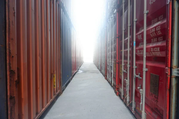 Front View Container Stack Shining End — Stock Photo, Image