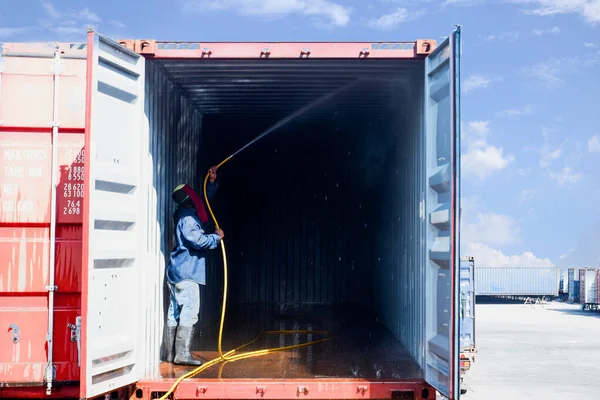 Cleaning inside containers Industry for export and import
