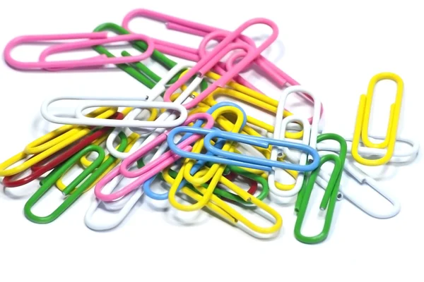 Colorful paper clips on white — Stock Photo, Image