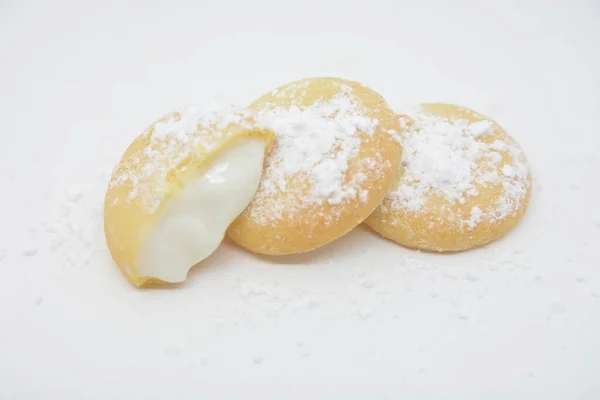 Sweet Italian Cookies Fiocchi Neve Traditional Pie — Stock Photo, Image