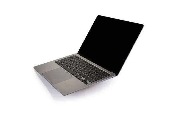 Merk Moderne Slanke Laptop Een Witte Achtergrond Ultra Slank Notitieboek — Stockfoto