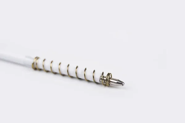 Detail Ballpoint Pen Reservoir Spring White Background — Stock Photo, Image