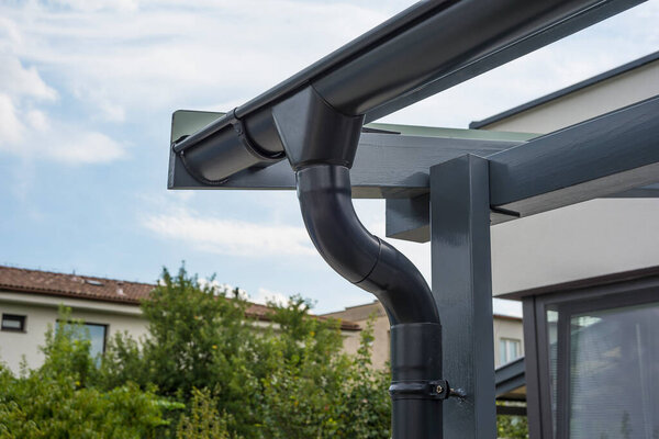 New gutter on a carport or shelter.