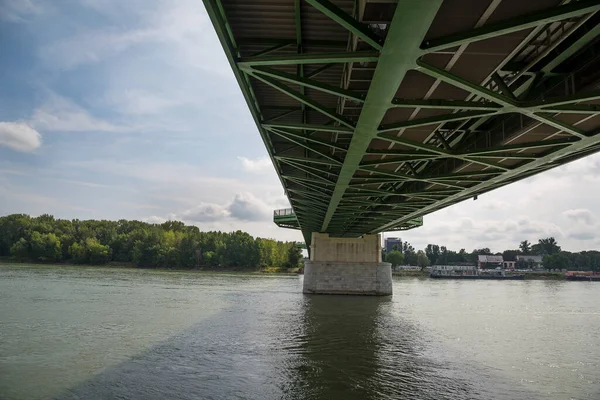 New metal bridge in Bratislava over Danube -buttom.