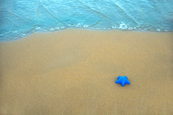 Sable Sur Plage Avec Mer Qui Lave Rivage Concept Fond — Photo