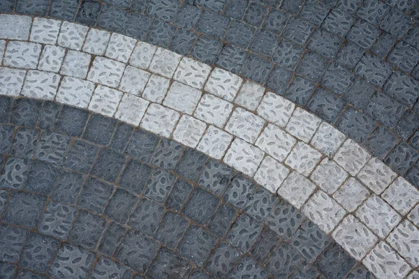 Detalhe Passarela Curva Com Duas Cores Diferentes Cimento Quadrado Luz — Fotografia de Stock