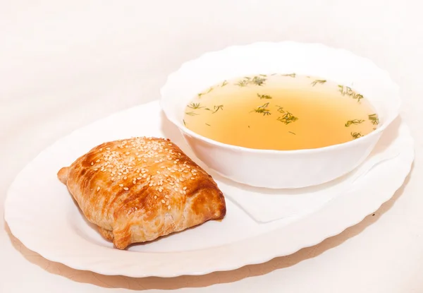 Croutons lezzetli çorba — Stok fotoğraf