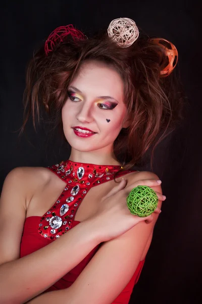 Funny girl with fantasy visage — Stock Photo, Image