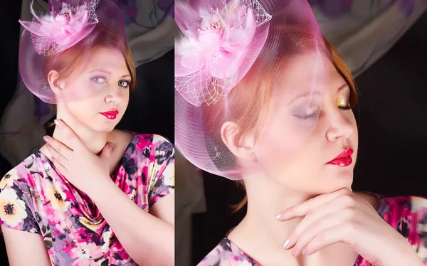 Retro woman in a hat — Stock Photo, Image