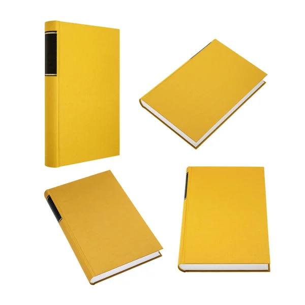在四个不同角度的黄色书 — 图库照片
