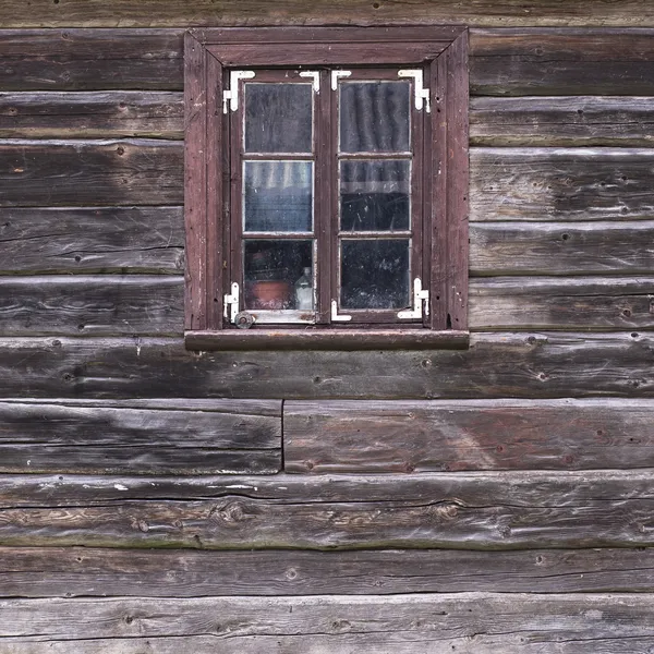 Old wooden wall with window — Stock Photo, Image