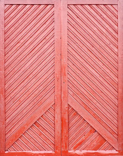 Czerwony deska drewniany drzwi — Zdjęcie stockowe
