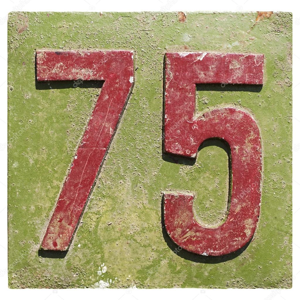Plate with a number 75