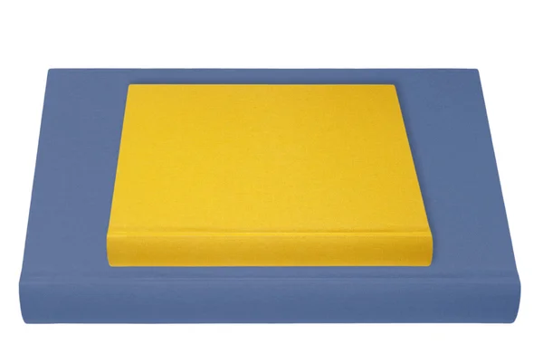 Mavi ve sarı kitap üzerinde beyaz izole — Stok fotoğraf