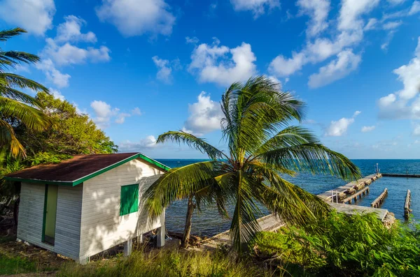 바다와 해변 오두막 — 스톡 사진