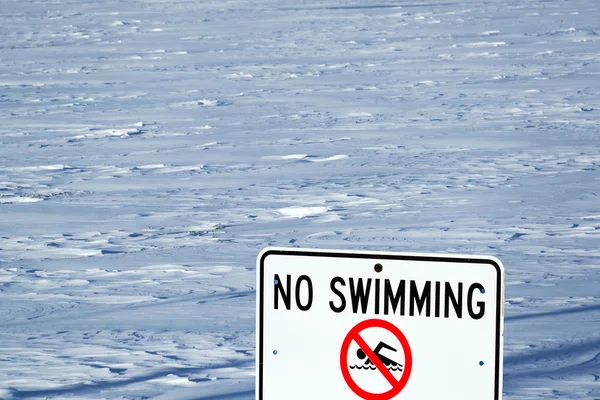 Lake Michigan No Swimming Sign — Stock Photo, Image