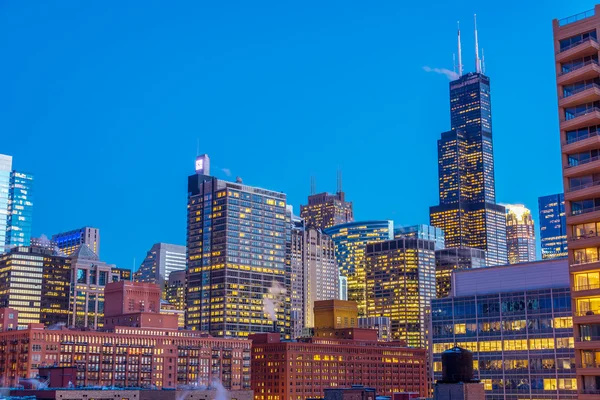 Chicago nacht weergave — Stockfoto