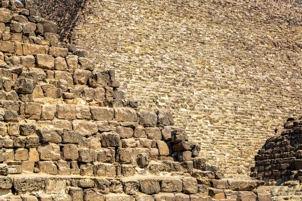 Close Zicht Grote Piramide Van Gizeh Egypte — Stockfoto