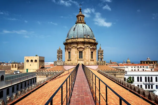 Wspaniały Widok Dach Katedry Palermo Włochy — Zdjęcie stockowe