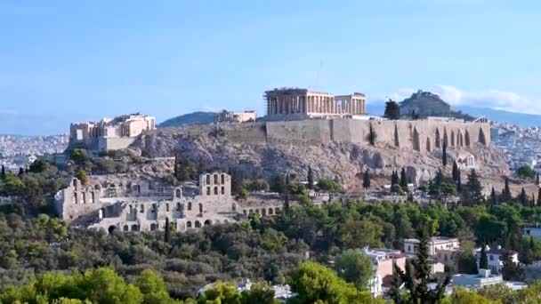 在雅典 希腊雅典卫城的景色 — 图库视频影像