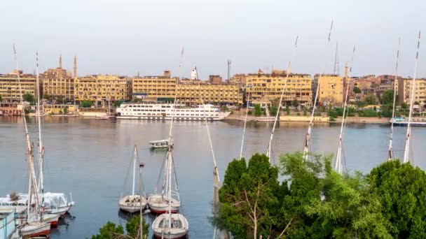 Чудове Відео Падаючими Човнами Асуані Єгипет — стокове відео