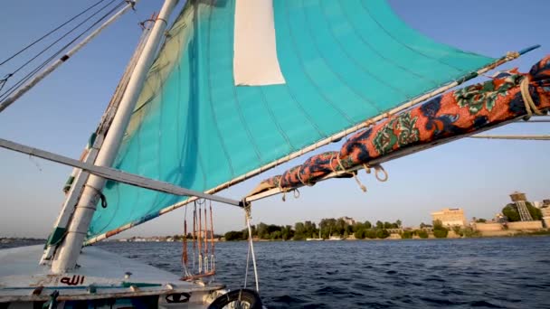 Vue Grand Angle Felucca Naviguant Sur Nil Louxor Égypte — Video