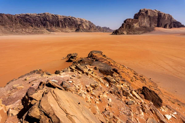 Lenyűgöző Kilátás Nyílik Vörös Homok Wadi Rum Jordániában — Stock Fotó