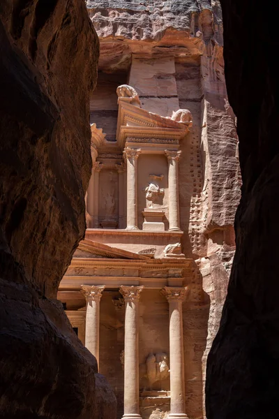 Vue Trésor Emblématique Petra Jordanie Photo De Stock