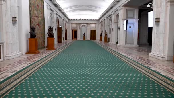 Bucharest Romania November 2021 Hallway Parliament Romania Bucharest Romania November — Stock Video