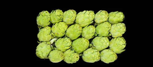 Delicious Looking Arrangement Freshly Picked Artichokes Dark Background Selective Focus — Stok fotoğraf