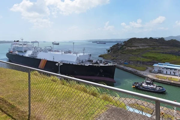 View Panama Canal Passage Ship Panama Canal Jogdíjmentes Stock Fotók