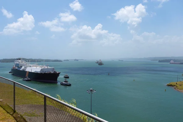 Vstup Lodi Panamského Průplavu Dvojtečka Panama Royalty Free Stock Obrázky