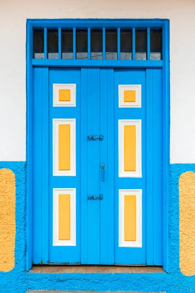 Beautiful Facades Houses Salento City Colombia Colorful Door Traditional Houses Obrazek Stockowy