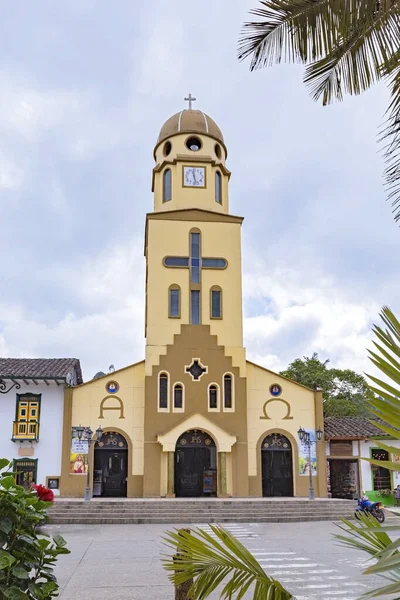 Salento Quindio Kolumbie Únor2022 Krásný Kostel Panny Marie Carmen Nachází Royalty Free Stock Obrázky