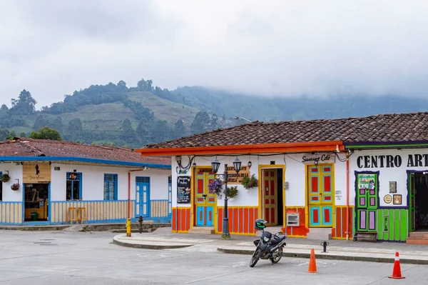 Salento Quindio Colombia February 2022 Beautiful Doors Facades Houses Colorful Stock Kép