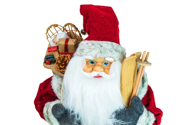 Закрыть Вид Симпатичной Фигуры Санта Клауса Белом Фоне — стоковое фото