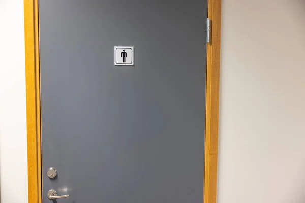 Close View Sign Restroom Man Male Gray Door Sweden — Stock Photo, Image
