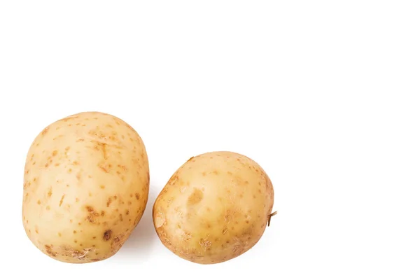 Close Zicht Gele Soort Aardappelen Geïsoleerd Witte Achtergrond — Stockfoto