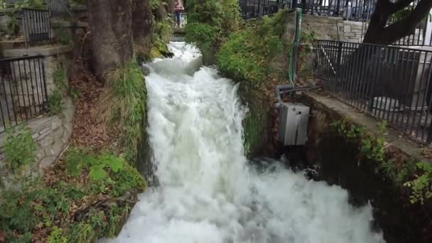 Movimento Lento Vista Deslumbrante Início Cachoeiras Famosas Grécia Bela Natureza — Vídeo de Stock