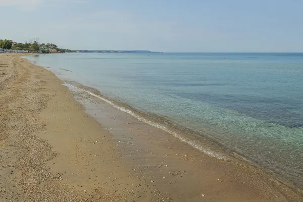 Erstaunliche Schönheit Weißer Sandstrand Griechenlands Türkises Meerwasser Und Blauer Himmel — Stockfoto
